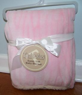 Tadpoles Pink Zebra Stripe Faux Fur Thick Sherpa Super Soft Baby Luxury Blanket