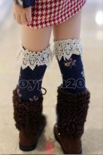 Kids Toddlers Girls Cotton Flower Rich Soft High Socks 6 Colour Choose Age 2 8Y