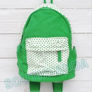 Ka Blue Green White Polka Dots Sunny Boy Children Kid Backpack Shoulders Bag New