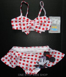 Minnie Mouse Girls 2T 3T 4T 4 5 6 7 8 Bikini Swimsuit Bathing Swim Suit Disney