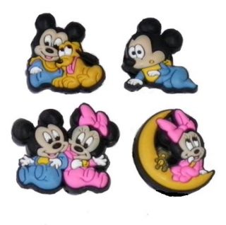 Disney 8 Shoe Charms Baby Mickey Minnie Pluto Set Fit Jibbitz Crocs
