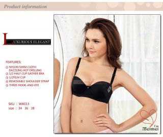 I'M Meimei Sexy Demi Cup Multy Way Underwire Strapless Bra Size 34A 36A 38A