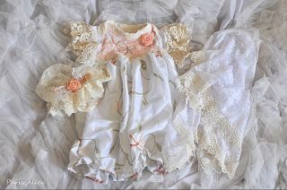 Sweet Biscotti French Lace Dress Hat Blanket 4 Reborn Baby Doll