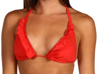 Guess Popp After Party Ruffle Halter Red Bikini Top 76