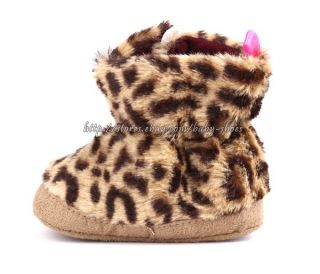 Infant Baby Girl Leopard Boots Crib Shoes Size 3 6 6 9 9 12 Months
