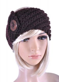 Winter Womens Headband Ladies Girls Warm Wool Button Ski Earmuff Hand Knitted