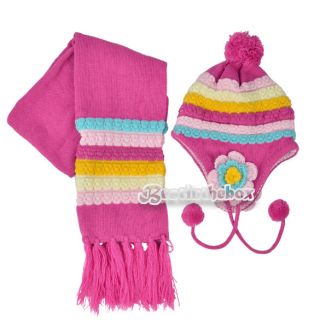 New Baby's Children's Winter Warm Hat Hat Caps Scarf Two Piece Suit Cute B98B