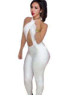 Women Bandage Jumpsuit Hollow Sleeveless Bodycon Out Backless Club Party Dress