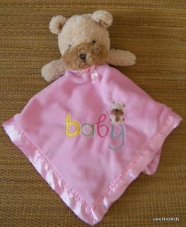 Carters Pink Puppy Dog Rattle Lovey Security Blanket Child of Mine Baby Letters