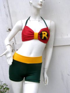 Robin Batman s XL Bikini Swim Suit Bathing Costume Cosplay New Sexy DC Comics