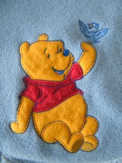 Blue Fleece Winnie The Pooh Blue Bird Baby Boy Security Blanket Plaid Trim