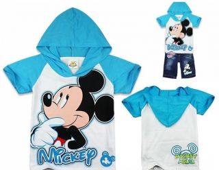 Mickey Mouse Hoodie T Shirt and Jean Shorts Pants Suits Baby Boys Girls Kids Set