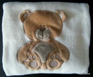 Cream Off White Brown Bear Plush Boa Baby Kiss Security Blanket
