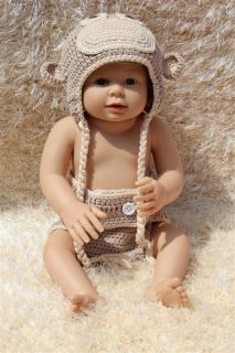 Cute Handmade Sock Monkey Orangutan Newborn Baby Knit Hat Nappy Photo Prop New