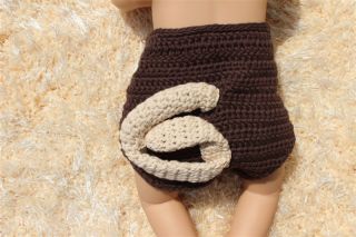 Cute Handmade Sock Monkey Orangutan Newborn Baby Knit Crochet Nappy Photo Prop