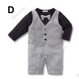 Baby Kid Toddler Boy Gentleman Onesie Bodysuit Romper Jumpsuit Tuxedo Outfit Set