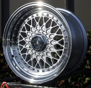 17x8 5 JNC 004 4x100 5x114 3 15 Offset Silver Machine Wheels Wheel RS Style JDM