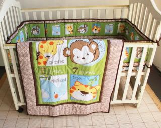 New 3pcs Baby Boy Blue Crib Cot Bedding Set Quilt Bumper Sheet