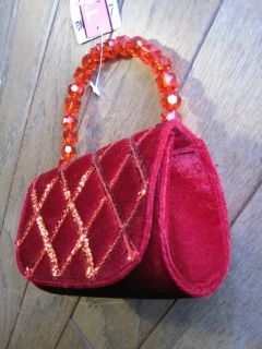 Toddler Girls Red Purse Velvet Handbag Sequins Toby NYC New