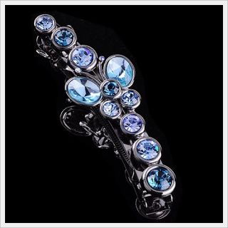 Crystal Stud Butterfly Blue Hair Pin Spring Clip Cross Clamp 2052233