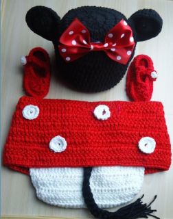 Infant Girl Baby Hat Skirt Pants Shoes Crochet Knit Photo Prop Outfit Clothes