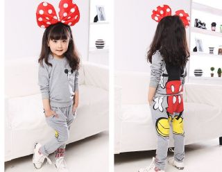 Baby Girl Minnie Mickey Clothes Long Sleeve Tshirt Pants Set Sportsuit Tracksuit