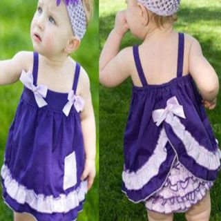Kids Nappy Cover Ruffled Bloomers Top Dress Pants Headband Set Baby Clothes 0 3Y