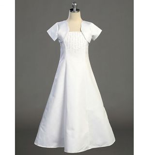 Lito Plus Size Girls White Full Length First Communion Dress Set 16 5