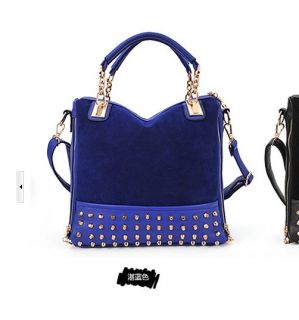 Blue Hot Fashion Women Rivet Tote Shoulder Messenger Handbag Lady Hobo Bag