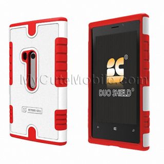 Nokia Lumia 920 Case White Red Hybrid Hard Skin Combo Cover LCD Screen Sticker