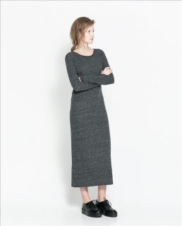 Womens European Fashion Crewneck Long Sleeve Full Length Slim Dress B4012