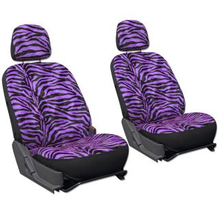 21pc Purple Zebra Print Seat Covers Set Floor Mats Wheel Pads Air Freshener