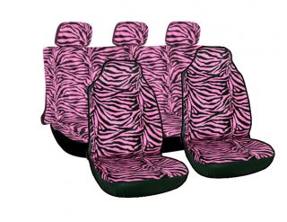 10pc Full Integrated Set Pink Zebra High Back Car Seat Cover