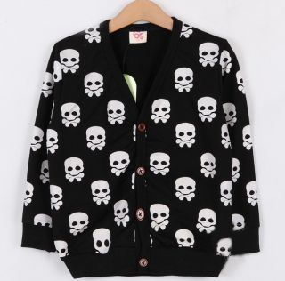 New Boys Casual Top Kids Skull Print Cardigan Jacket 2 6Y Clothing BC002
