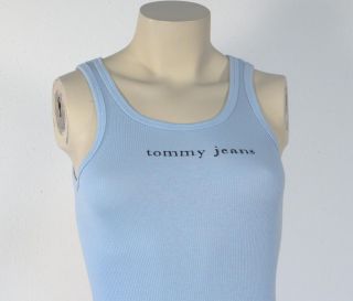 Tommy Hilfiger Signature Blue Stretch Ribbed Knit Tank Womans