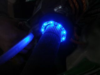 Motorcycle Handlebar Bar End Grips LED Light Lamp Marker Flash Safety Show Blue