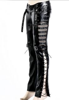 Punk Rave Nightmare Faux Leather Pants Jeans Spikes Fishnet Gothic Punk