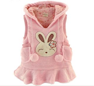 New Girls Vest Tops Kid Coral Velvet Rabbit Princess Dress 2 7Y Clothes AD043