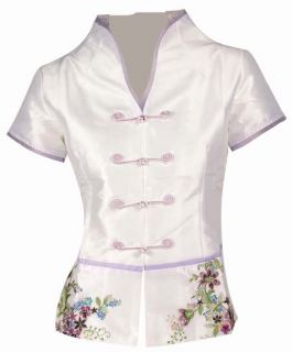 Charming Chinese Women's Silk Tops Shirt Cheongsam White Sz M L XL XXL XXXL