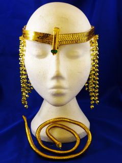 Gold Cleopatra Fancy Dress Set Egyptian Headband Jewellery Kit