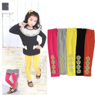 Kids Toddlers Girls Lovely Cotton Soft Bow Cat Leggings Pants 5 Color 2 7T