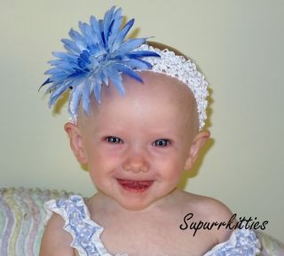 Baby Crochet Daisy Flower Headband Bow Toddler Girl Orange Yellow Blue Red White