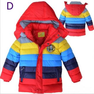 Boys Girls Baby Psy Gangnam Style Rainbow Down Jacket Kids Quilted Hoodise Coat