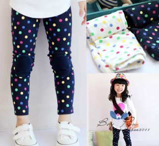 New Children Clothing Cute Girls Colorful Dots Leggings Trousers Pants Ages2 7Y