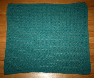 New Handmade Knitted Aqua Color Baby Afghan Blanket