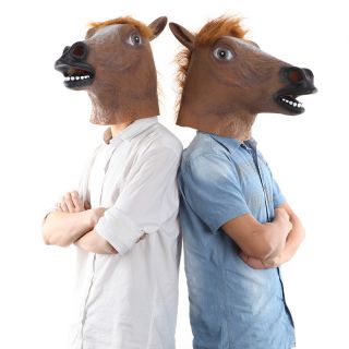 Latex Mask Creepy Funny Horse Head Mask Prop for Halloween Costume Party Theater