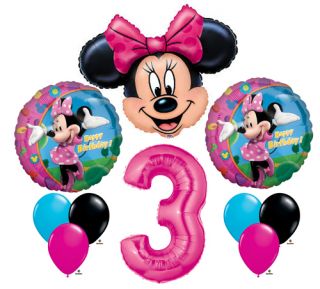 Minnie Mouse 3 3rd Third Happy Birthday Balloon Party Set Mylar Latex Disney