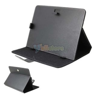 New Universal Steel Hooks Leather Case Stand Cover for 8" Tablet PDA Mid Black