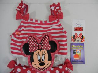 Minnie Mouse Girls Swimwear Size 2 4 5 6 New Monkini Beachwear Costume Swimsuit