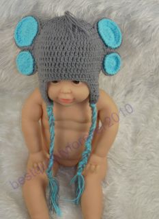 Newborn Baby Boy Girl Elephant Crochet Knit Hat Cap Photography Photo Prop K7